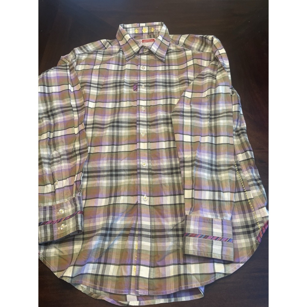 Robert Graham Purple plaid Long sleeve shirt Medium Cotton western